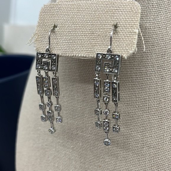 Vintage Diamonique Sterling Silver Dangle Earrings - Picture 8 of 16